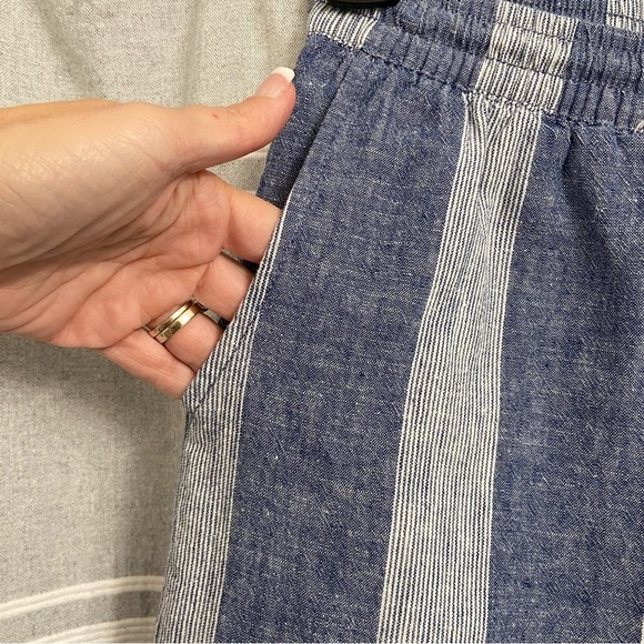 BEACHLUNCHLOUNGE/ Blue & White Striped Linen Blend Wide Leg Capri Pants Size S - Picture 6 of 10